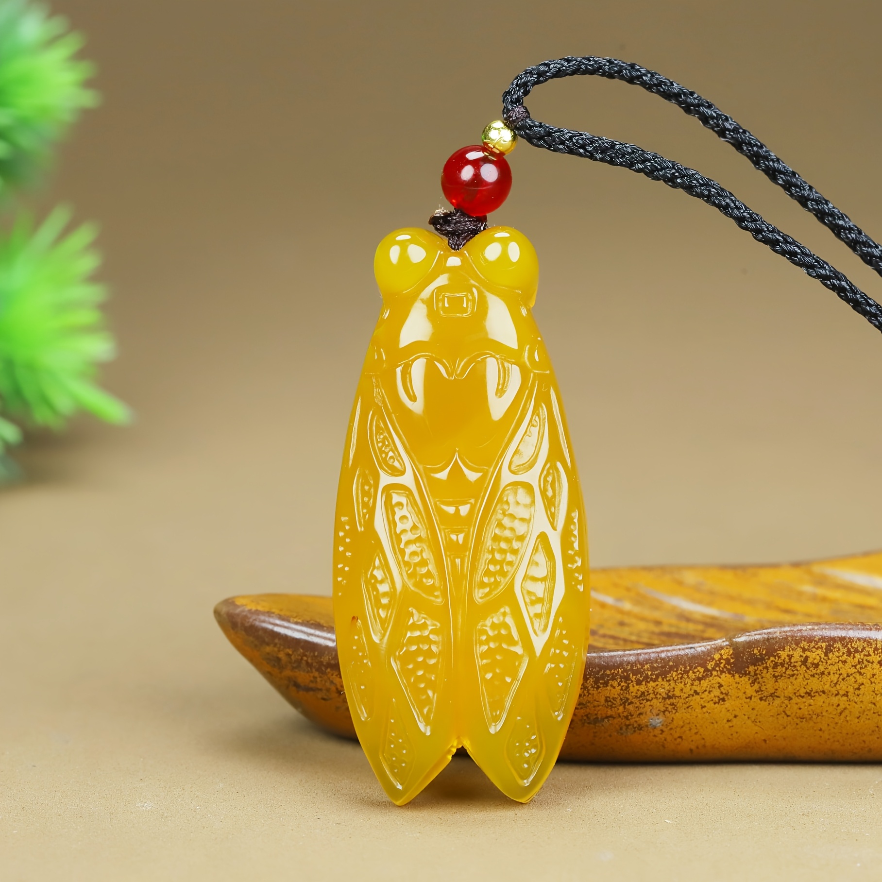 Natural Stone Cicada Pendant, Stylish Accessory